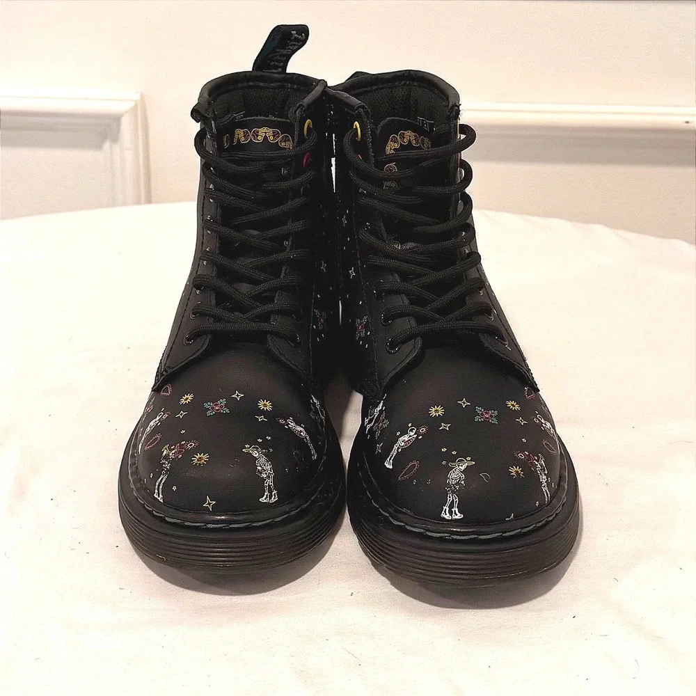 Dr. Martens Youth Size 13 (UK‎ 12) Day of the Dead Skull Print Combat Boots
